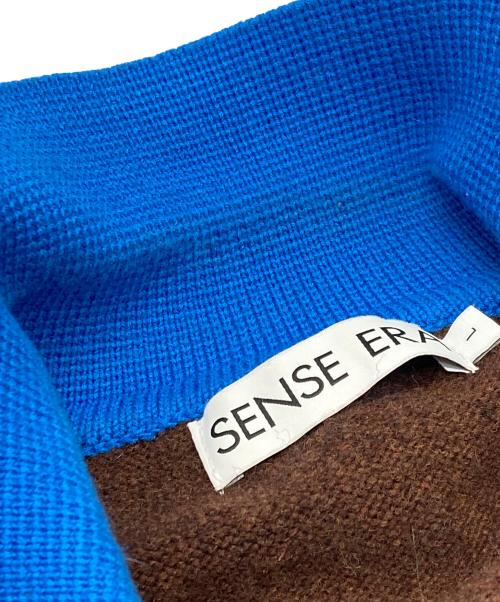 sense era（センスエラ）sense era (センスエラ) レイヤードウールニット ブラウン×ブルー サイズ:Ⅼの古着・服飾アイテム