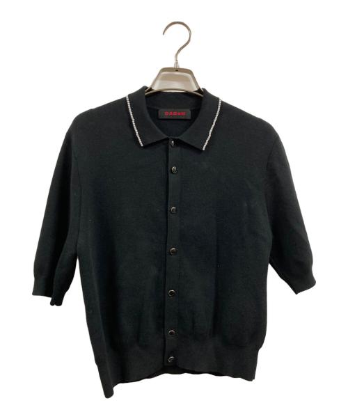 CABAN（キャバン）CABAN (キャバン) コットンカシミヤ パールポロカーディガン ブラック サイズ:FREEの古着・服飾アイテム