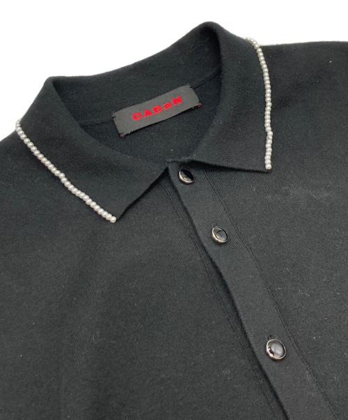 CABAN（キャバン）CABAN (キャバン) コットンカシミヤ パールポロカーディガン ブラック サイズ:FREEの古着・服飾アイテム