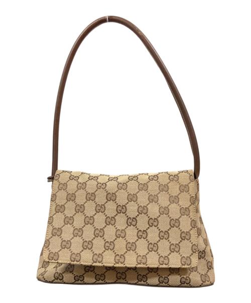 GUCCI（グッチ）GUCCI (グッチ) GGキャンパスハンドバッグ ブラウンの古着・服飾アイテム