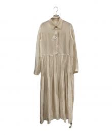 Noble（ノーブル）の古着「ヴィンテージオーガンプリーツワンピース」｜ベージュ