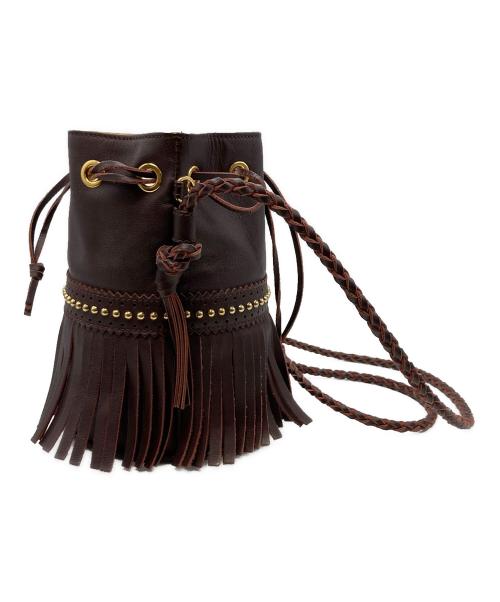 J&M DAVIDSON（ジェイ＆エム デヴィッドソン）J&M DAVIDSON (ジェイ＆エム デヴィッドソン) フリンジ巾着ポーチ ブラウンの古着・服飾アイテム