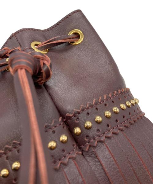 J&M DAVIDSON（ジェイ＆エム デヴィッドソン）J&M DAVIDSON (ジェイ＆エム デヴィッドソン) フリンジ巾着ポーチ ブラウンの古着・服飾アイテム