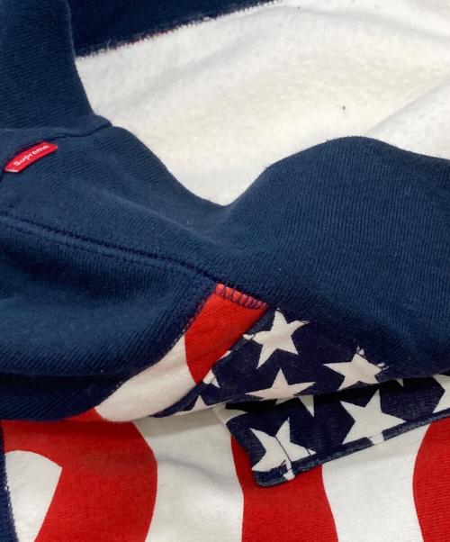 SUPREME（シュプリーム）SUPREME (シュプリーム) BOX LOGO PULLOVER HOODIE FLAG ネイビー×レッド サイズ:Mの古着・服飾アイテム