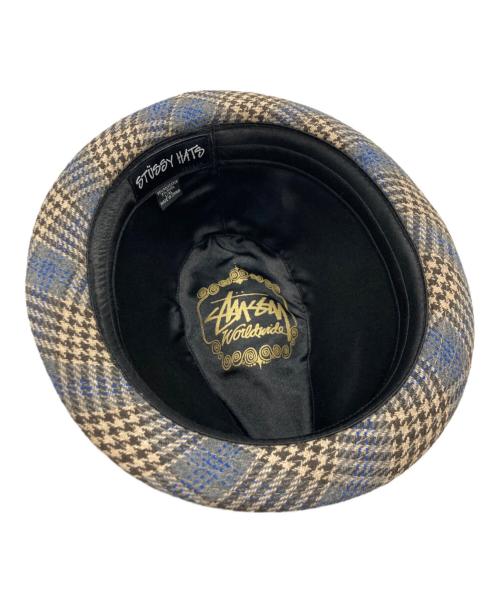 stussy（ステューシー）stussy (ステューシー) 千鳥柄ハット ネイビー×ベージュの古着・服飾アイテム