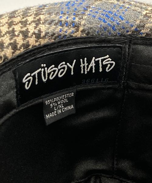 stussy（ステューシー）stussy (ステューシー) 千鳥柄ハット ネイビー×ベージュの古着・服飾アイテム