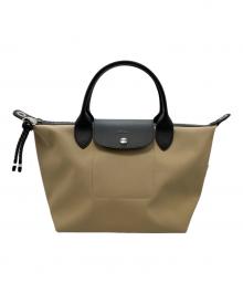 LONGCHAMP（ロンシャン）の古着「エナジー S トップハンドルバッグ」｜ベージュ×ブラック