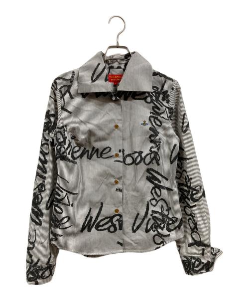 Vivienne Westwood RED LABEL（ヴィヴィアンウエストウッドレッドレーベル）Vivienne Westwood RED LABEL (ヴィヴィアンウエストウッドレッドレーベル) ストライプシャツ ブルー×グレー サイズ:1の古着・服飾アイテム