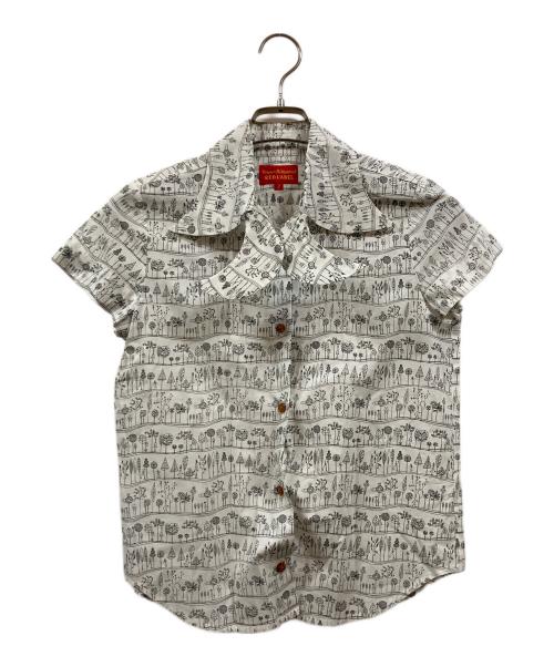 Vivienne Westwood RED LABEL（ヴィヴィアンウエストウッドレッドレーベル）Vivienne Westwood RED LABEL (ヴィヴィアンウエストウッドレッドレーベル) 半袖総柄シャツ ホワイト×ブラック サイズ:2の古着・服飾アイテム