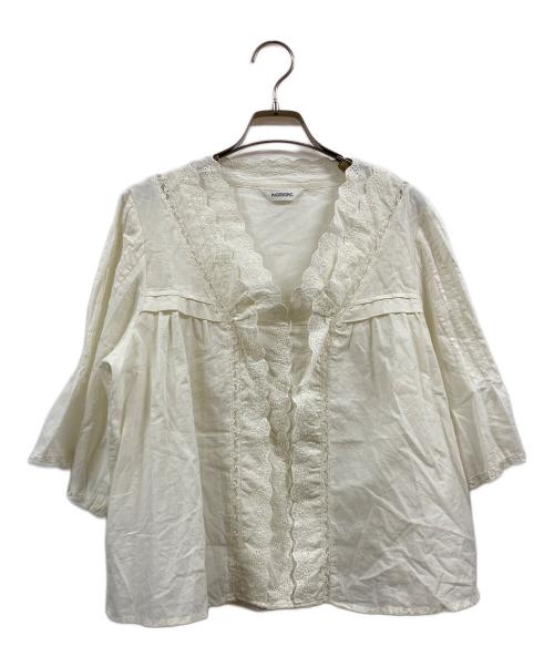 INGEBORG（インゲボルグ）INGEBORG (インゲボルグ) レース使いコットンローンブラウス ホワイト サイズ:11の古着・服飾アイテム