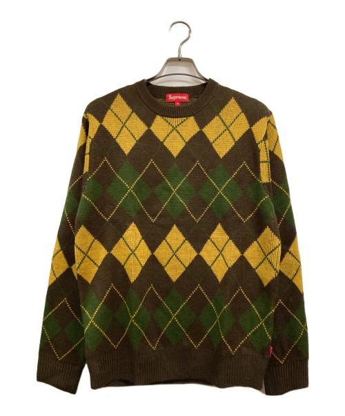 SUPREME（シュプリーム）Supreme (シュプリーム) 15AW/ARGYLE CREWNECK SWEATER グリーン×イエロー サイズ:Ｍの古着・服飾アイテム