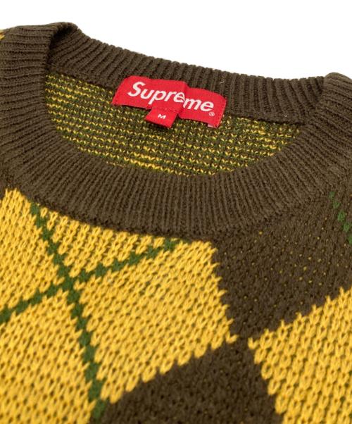 SUPREME（シュプリーム）Supreme (シュプリーム) 15AW/ARGYLE CREWNECK SWEATER グリーン×イエロー サイズ:Ｍの古着・服飾アイテム