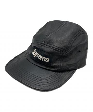 中古・古着通販】SUPREME (シュプリーム) LEATHER CAMP CAP ブラック