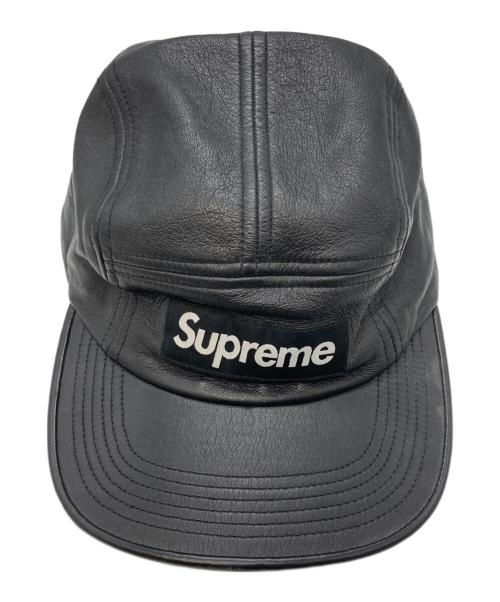 SUPREME（シュプリーム）SUPREME (シュプリーム) LEATHER CAMP CAP ブラックの古着・服飾アイテム