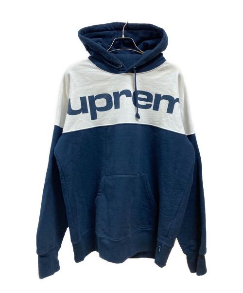 SUPREME（シュプリーム）Supreme (シュプリーム) Blocked Hooded Sweatshirt ネイビー サイズ:Mの古着・服飾アイテム