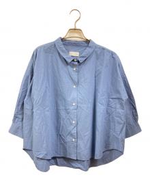 HUIS（ハウス）の古着「8分袖やわらかオールドレピアリネンワイドブラウス」｜ブルー