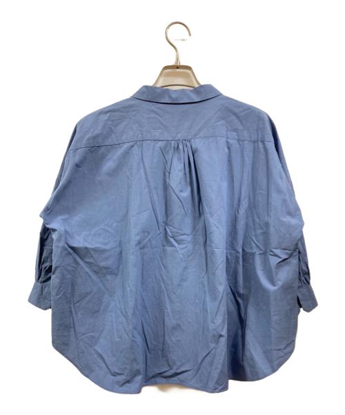 HUIS（ハウス）HUIS (ハウス) 8分袖やわらかオールドレピアリネンワイドブラウス ブルー サイズ:FREEの古着・服飾アイテム