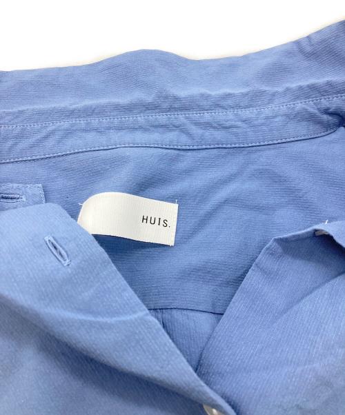 HUIS（ハウス）HUIS (ハウス) 8分袖やわらかオールドレピアリネンワイドブラウス ブルー サイズ:FREEの古着・服飾アイテム