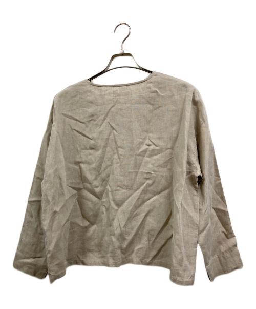 HUIS（ハウス）HUIS (ハウス) シャトルリネンショートカーディガン ベージュ サイズ:FREEの古着・服飾アイテム