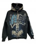 CACTUS×Travis Scottカクタス×トラヴィススコット）の古着「Skeleton Graffiti Full Zip Hoodie」｜ブラック