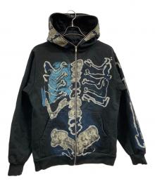 CACTUS×Travis Scott（カクタス×トラヴィススコット）の古着「Skeleton Graffiti Full Zip Hoodie」｜ブラック