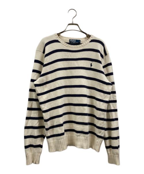 POLO RALPH LAUREN（ポロ・ラルフローレン）POLO RALPH LAUREN (ポロ・ラルフローレン) ボーダーニット ホワイト×ネイビー サイズ:Lの古着・服飾アイテム