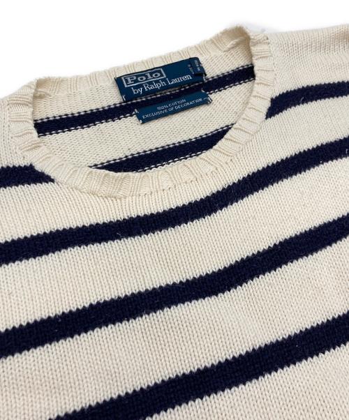 POLO RALPH LAUREN（ポロ・ラルフローレン）POLO RALPH LAUREN (ポロ・ラルフローレン) ボーダーニット ホワイト×ネイビー サイズ:Lの古着・服飾アイテム
