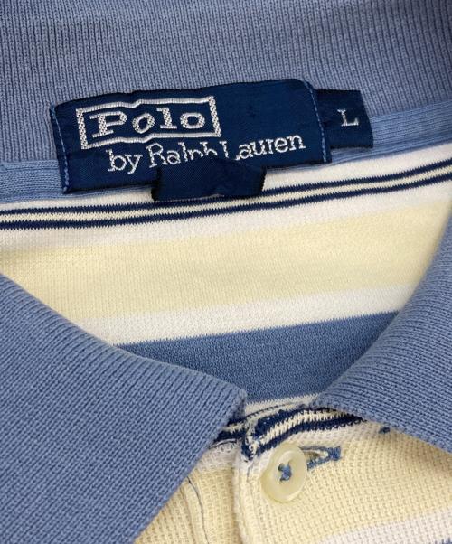 POLO RALPH LAUREN（ポロ・ラルフローレン）POLO RALPH LAUREN (ポロ・ラルフローレン) ボーダーポロシャツ ベージュ×ブルー サイズ:Lの古着・服飾アイテム