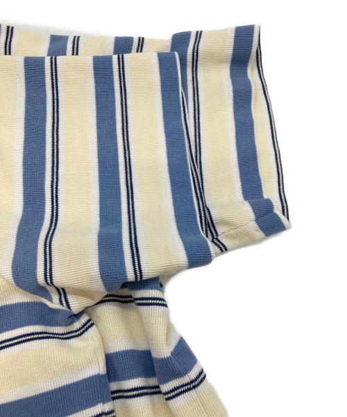 POLO RALPH LAUREN（ポロ・ラルフローレン）POLO RALPH LAUREN (ポロ・ラルフローレン) ボーダーポロシャツ ベージュ×ブルー サイズ:Lの古着・服飾アイテム