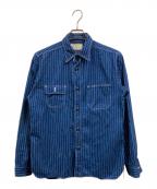 SUGAR CANEシュガーケーン）の古着「FICTION ROMANCE 8.5oz. WABASH STRIPE WORK SHIRT」｜ブルー