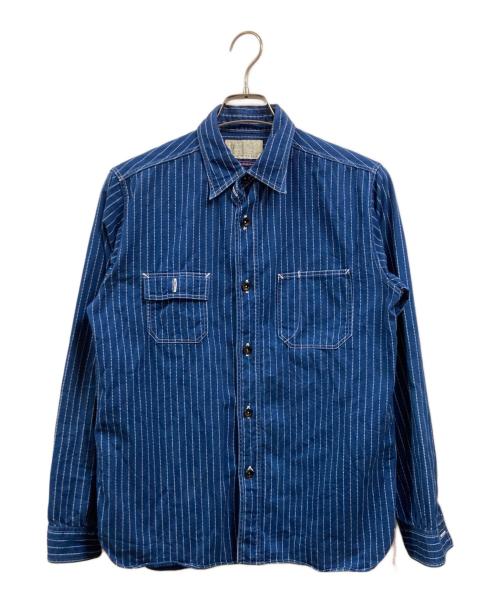 SUGAR CANE（シュガーケーン）SUGAR CANE (シュガーケーン) FICTION ROMANCE 8.5oz. WABASH STRIPE WORK SHIRT ブルー サイズ:Ｍの古着・服飾アイテム