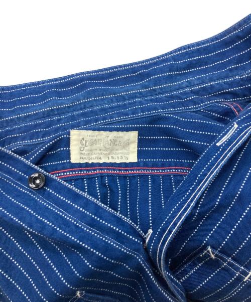 SUGAR CANE（シュガーケーン）SUGAR CANE (シュガーケーン) FICTION ROMANCE 8.5oz. WABASH STRIPE WORK SHIRT ブルー サイズ:Ｍの古着・服飾アイテム