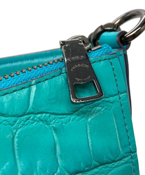 COACH（コーチ）COACH (コーチ) クロコ型押し2WAYバッグ ブルーの古着・服飾アイテム