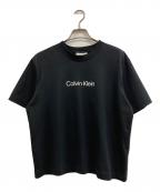 Calvin Klein Jeansカルバンクラインジーンズ）の古着「ショートスリーブリラックススタンダードロゴクルーネックTシャツ」｜ブラック