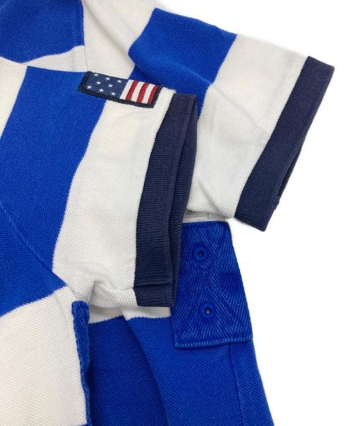 POLO RALPH LAUREN（ポロ・ラルフローレン）POLO RALPH LAUREN (ポロ・ラルフローレン) ビックロゴポロシャツ ホワイト×ブルー サイズ:XSの古着・服飾アイテム