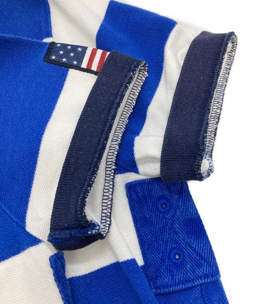 POLO RALPH LAUREN（ポロ・ラルフローレン）POLO RALPH LAUREN (ポロ・ラルフローレン) ビックロゴポロシャツ ホワイト×ブルー サイズ:XSの古着・服飾アイテム