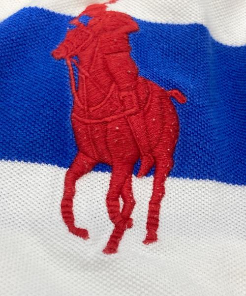 POLO RALPH LAUREN（ポロ・ラルフローレン）POLO RALPH LAUREN (ポロ・ラルフローレン) ビックロゴポロシャツ ホワイト×ブルー サイズ:XSの古着・服飾アイテム
