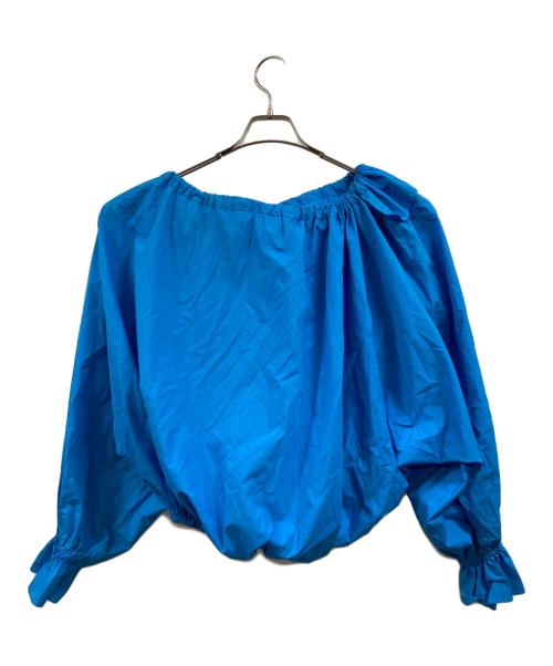 patou（パトゥ）Patou (パトゥ) コットン パフスリーブ リボン トップス ブラウス ブルー サイズ:34の古着・服飾アイテム