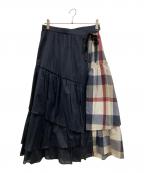 BLUE LABEL CRESTBRIDGEブルーレーベルクレストブリッジ）の古着「コンビティアードスカート」｜ネイビー