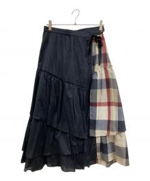 BLUE LABEL CRESTBRIDGE（ブルーレーベルクレストブリッジ）の古着「コンビティアードスカート」｜ネイビー