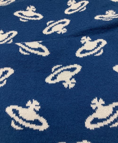 Vivienne Westwood（ヴィヴィアンウエストウッド）Vivienne Westwood (ヴィヴィアンウエストウッド) 総柄リバーシブルマフラー アイボリー×ネイビーの古着・服飾アイテム