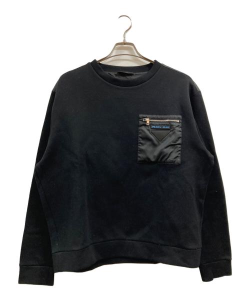 PRADA（プラダ）PRADA (プラダ) プレートデザイン ボンディングスウェット ブラック サイズ:Ⅼの古着・服飾アイテム