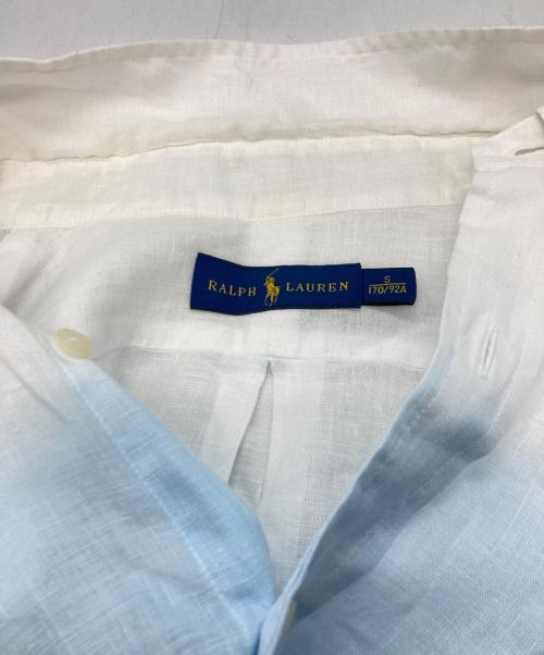 POLO RALPH LAUREN（ポロ・ラルフローレン）POLO RALPH LAUREN (ポロ・ラルフローレン) リネンシャツ ホワイト×ブルー サイズ:Sの古着・服飾アイテム