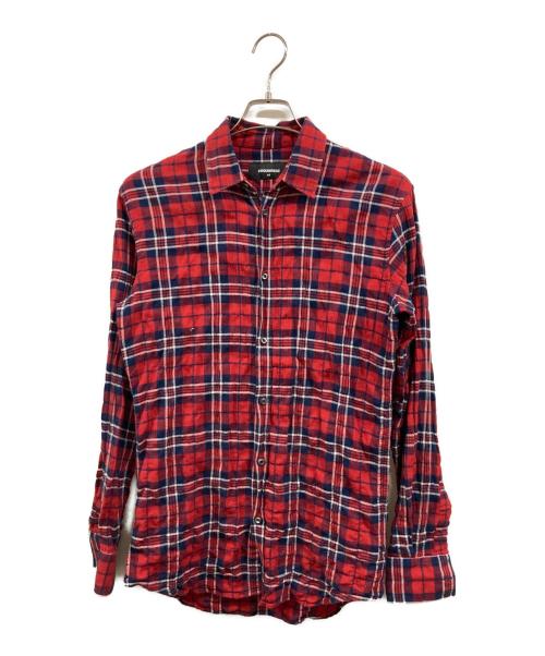DSQUARED2（ディースクエアード）DSQUARED2 (ディースクエアード) チェックシャツ レッド サイズ:44の古着・服飾アイテム
