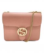 GUCCIグッチ）の古着「インターロッキングG チェーンショルダーバッグ」｜ベージュ