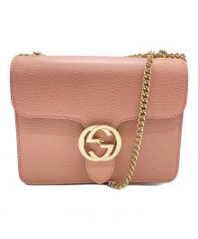 GUCCI（グッチ）の古着「インターロッキングG チェーンショルダーバッグ」｜ベージュ