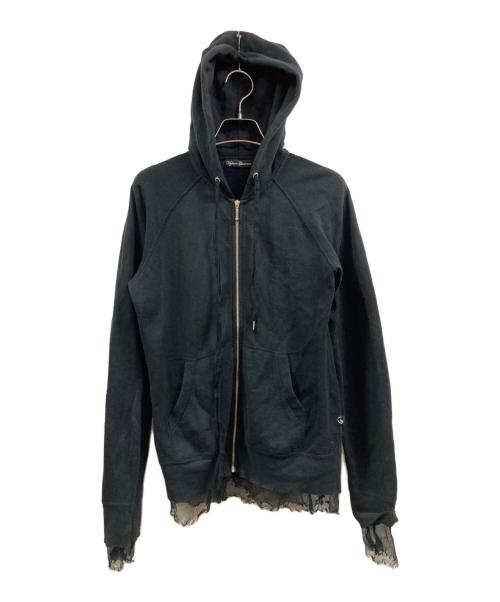 Hysteric Glamour（ヒステリックグラマー）Hysteric Glamour (ヒステリックグラマー) 裾レースジップパーカー ブラック サイズ:FREEの古着・服飾アイテム