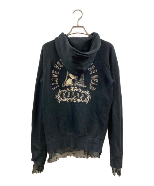Hysteric Glamour（ヒステリックグラマー）Hysteric Glamour (ヒステリックグラマー) 裾レースジップパーカー ブラック サイズ:FREEの古着・服飾アイテム