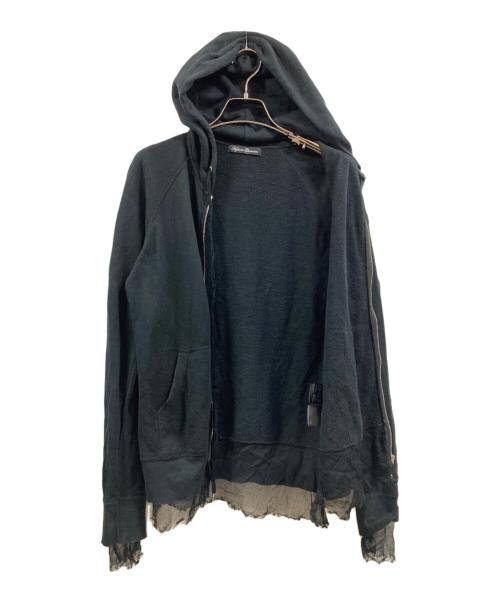 Hysteric Glamour（ヒステリックグラマー）Hysteric Glamour (ヒステリックグラマー) 裾レースジップパーカー ブラック サイズ:FREEの古着・服飾アイテム