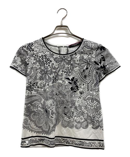 LEONARD FASHION（レオナールファッション）LEONARD FASHION (レオナールファッション) 総柄Tシャツ ブラック×ホワイト サイズ:40の古着・服飾アイテム